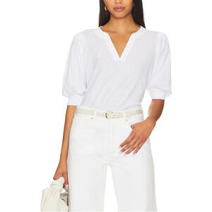 Nation Ltd 'Lou Peasant' White Puff Sleeve Top Size S